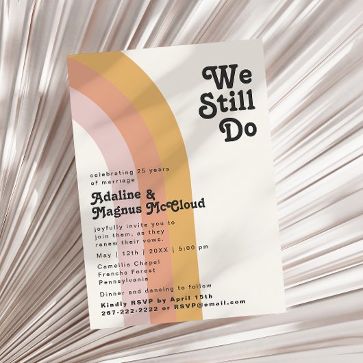 Moderner Retro-Regenbogen der 70er Jahre machen wi Einladung