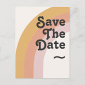 Moderner Retro-Regenbogen der 70er Jahre Save the Einladungspostkarte (Vorderseite)