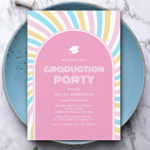 Moderner Retro-Rosa 80er Abschluss Einladung