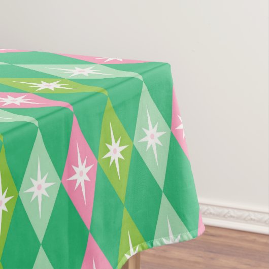 Moderner Retro-Rosa und grüner Diamant aus dem Mit Tischdecke (Beispiel)