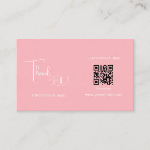 Moderner Retro-Rosa und weißer QR-Code Danke-Karte Visitenkarte