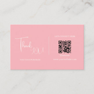 Moderner Retro-Rosa und weißer QR-Code Danke-Karte Visitenkarte