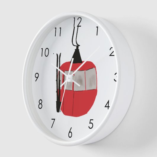 Moderner Retro Roter Skilift Gondelbahn weiß Uhr (Winkel)