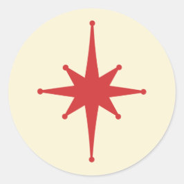 Moderner Retro-Stern aus dem Mittelalter in Rot un Runder Aufkleber