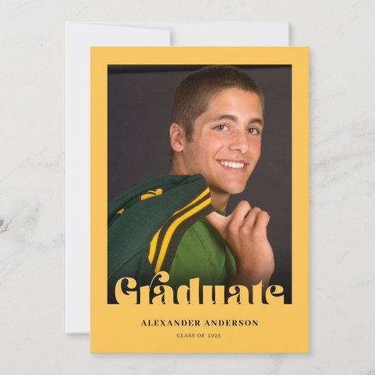 Moderner Retro Typografy Foto Abschluss Einladung (Vorderseite)