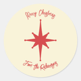 Moderner Retro Xmas Star Personalisiert Runder Aufkleber