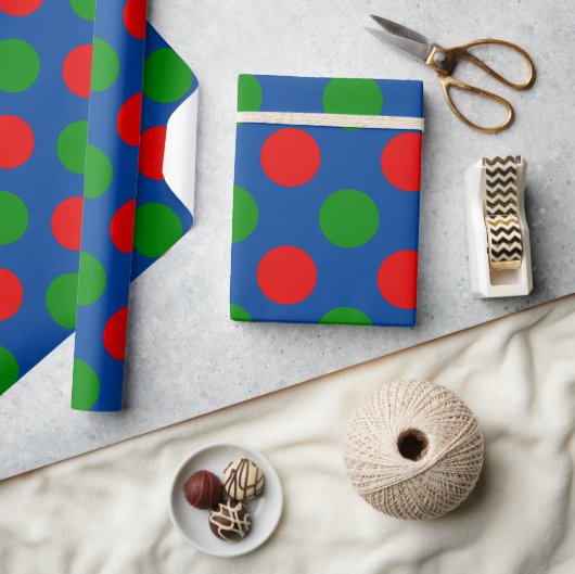 Moderner Riesengrün Blaue Polka Dots Weihnachten Geschenkpapier (Kunsthandwerk)