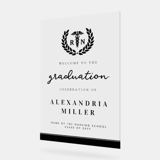 Moderner RN Nursing School Abschluss Begrüßungszei Acrylschild (Winkel)