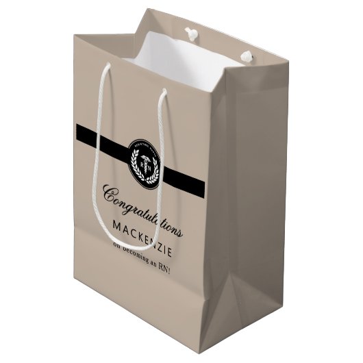 Moderner RN Nursing School Abschluss Custom Mittlere Geschenktüte (Vorderseite Schrägansicht)