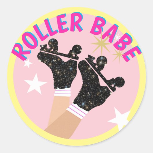 Moderner Roller Babe Skater Derby Skaten Gift Runder Aufkleber (Vorderseite)