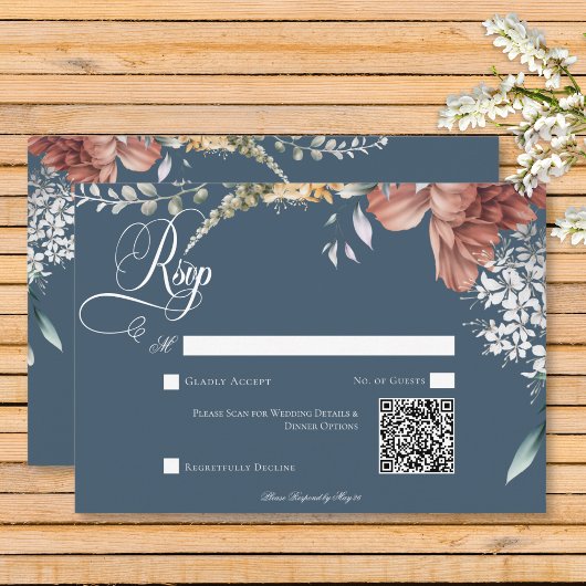 Moderner Romantischer Blue Garden Floral Wedding Q RSVP Karte