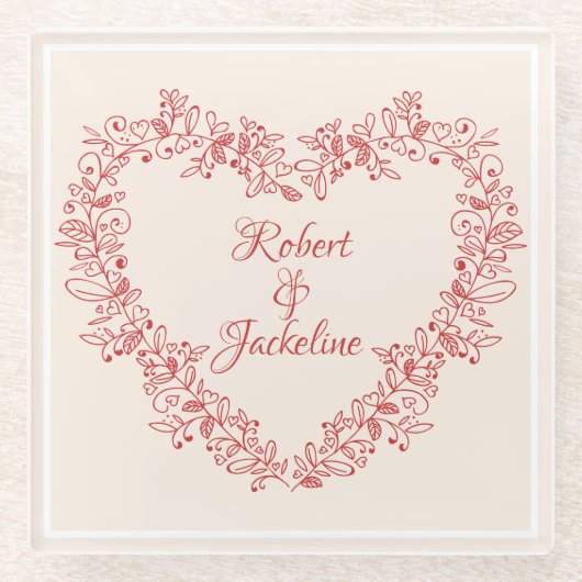 Moderner romantischer Blumenroter Valentinstag Glasuntersetzer (Vorderseite)