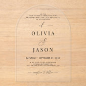 Moderner romantischer Drehbuch-Schwarz-weißer Hoch Acryleinladungen (Vorderseite)