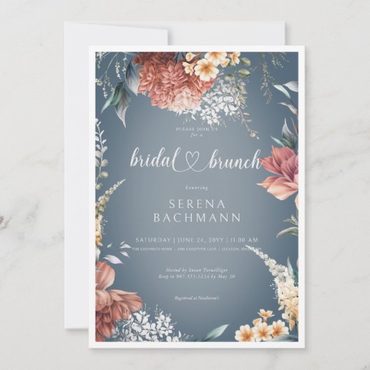 Moderner Romantischer Garten Floral Bridal Brunch Einladung (Vorderseite)