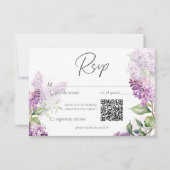 Moderner romantischer Lila & Sage Lilacs QR Code RSVP Karte (Vorderseite)