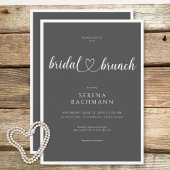 Moderner romantischer Minimal Gray Bridal Brunch Einladung