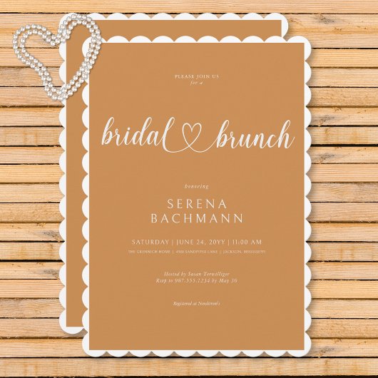 Moderner romantischer Minimal Rust Bridal Brunch Einladung