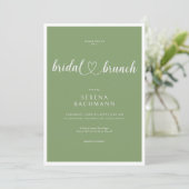 Moderner romantischer Minimal Sage Green Bridal Br Einladung (Stehend Vorderseite)