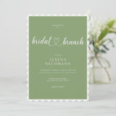 Moderner romantischer Minimal Sage Green Bridal Br Einladung (Stehend Vorderseite)