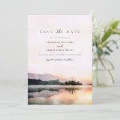 moderner romantischer Sonnenuntergang Save the Dat Einladung (Stehend Vorderseite)