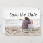 Moderner romantischer Strand 3 Foto von Couple Save The Date (Vorderseite)