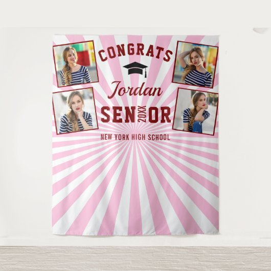 Moderner Rosa Abschluss 4 Foto Stand Hintergrund Wandteppich (Vorderseite)