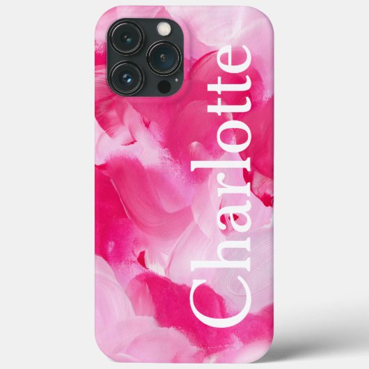 Moderner rosa Abstrakter Pinselstrich Personalisie Case-Mate iPhone Hülle (Rückseite)