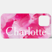 Moderner rosa Abstrakter Pinselstrich Personalisie Case-Mate iPhone Hülle (Rückseite (Horizontal))