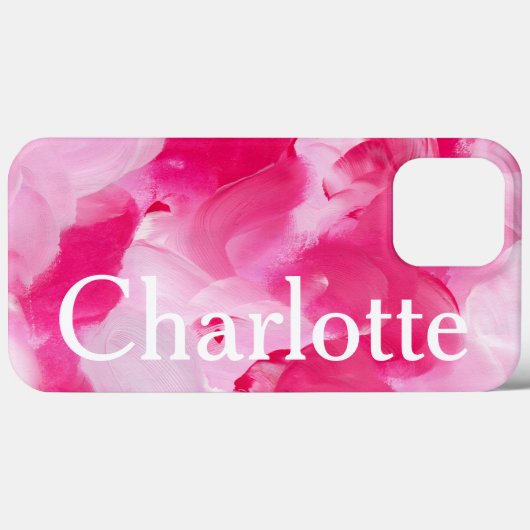 Moderner rosa Abstrakter Pinselstrich Personalisie Case-Mate iPhone Hülle (Rückseite (Horizontal))