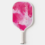 Moderner rosa Abstrakter Pinselstrich Personalisie Pickleball Schläger (Rückseite)