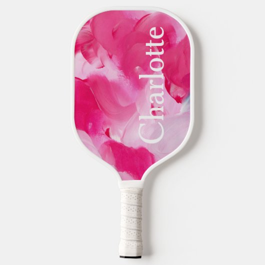 Moderner rosa Abstrakter Pinselstrich Personalisie Pickleball Schläger (Rückseite)