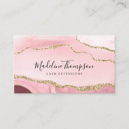 Moderner Rosa-Agate-Geode-Glitzer QR-Code Visitenkarte (Vorderseite)