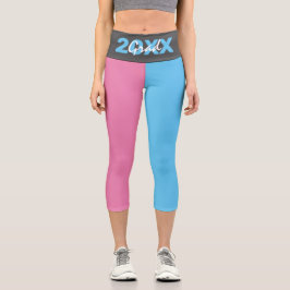 Moderner rosa, blau und grau Abschluss Capri Leggings