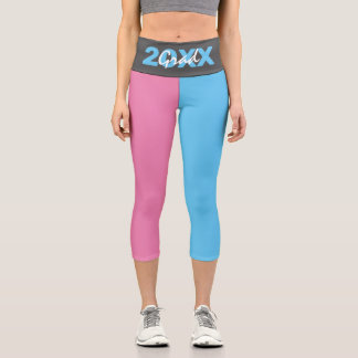 Moderner rosa, blau und grau Abschluss Capri Leggings