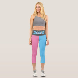 Moderner rosa, blau und grau Abschluss Capri Leggings