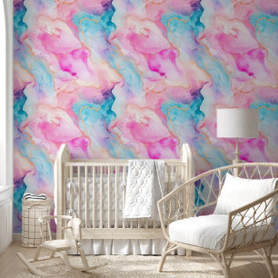 Moderner rosa blauer Pastell Alkohol Tinte Abstrak Tapete
