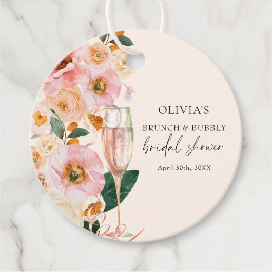 Moderner rosa Blumenbrunch & Brautdusche Geschenkanhänger (Vorderseite)