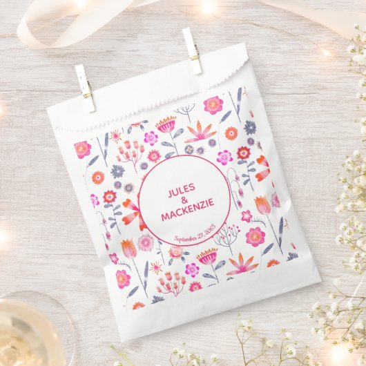 Moderner Rosa Blumengarten Boho Geschenktütchen (Ausgeschnitten)
