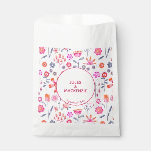 Moderner Rosa Blumengarten Boho Geschenktütchen (Vorderseite)