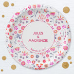 Moderner Rosa Blumengarten Boho Pappteller<br><div class="desc">Heller Garten mit modernen pinkfarbenen und orangefarbenen Blume in verstreuten Formen auf weißem Hintergrund. Hübsch und lebendig mit frisch Bohemischem Ambiente. Koordination hübscher Teller mit Texten,  die zu Anzug Ihrer Feier verändert werden können.</div>