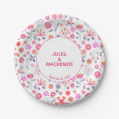 Moderner Rosa Blumengarten Boho Pappteller (Vorderseite)