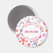 Moderner Rosa Blumengarten Save the Date Magnet (Vorderseite/Rückseite)