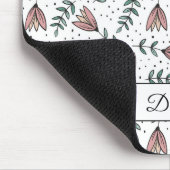 Moderner rosa Blumenmuster-Name Mousepad (Ecke)