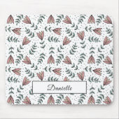 Moderner rosa Blumenmuster-Name Mousepad (Vorne)