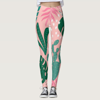 Moderner rosa botanischer Aktiv-Verschleiß Leggings