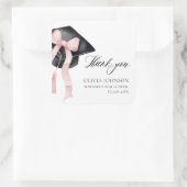 Moderner rosa Bow Coquette Graduation Cap Abschlus Quadratischer Aufkleber (Tasche)