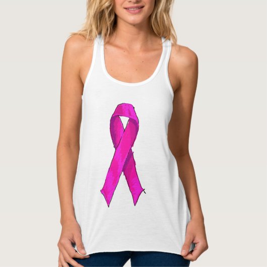 Moderner rosa Bow für Brustkrebs Tank Top (Vorderseite)