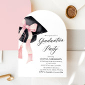 Moderner rosa Bow Graduation Cap Abschluss Arched Einladung