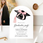 Moderner rosa Bow Graduation Cap Abschluss Arched Einladung