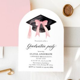 Moderner rosa Bow Graduation Cap Abschluss Arched Einladung